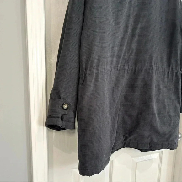 VTG 90s Jones New York Coat Size M Zip Cut Faux Fur Collar Waist Cinch Pockets - Picture 8 of 17